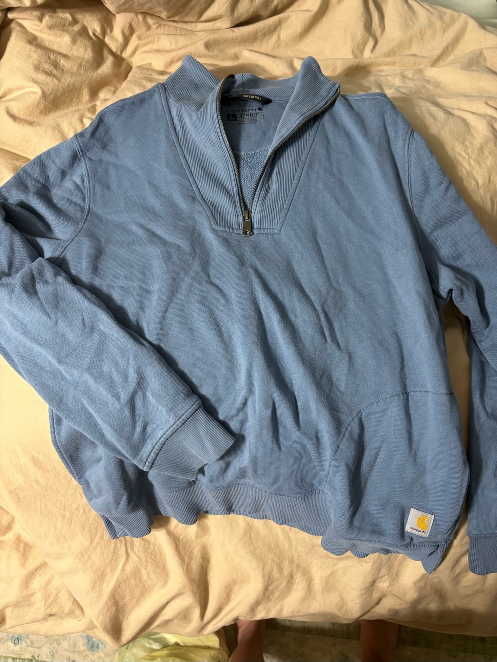Carhartt Dusty Blue Quarter-Zip Pullover Sweatshirt